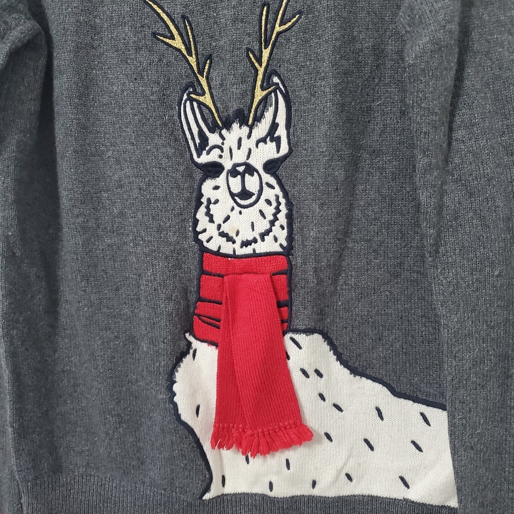 Boden Llama Holiday Sweater Gray Women Medium - Picture 4 of 9